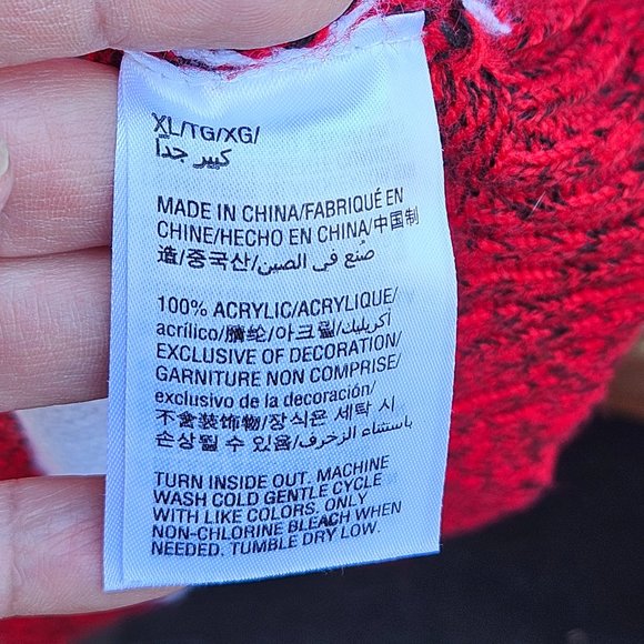 Karen Scott Christmas Pullover Sweater Red Marled Snowman Snow Snowflake scarf - Picture 12 of 12